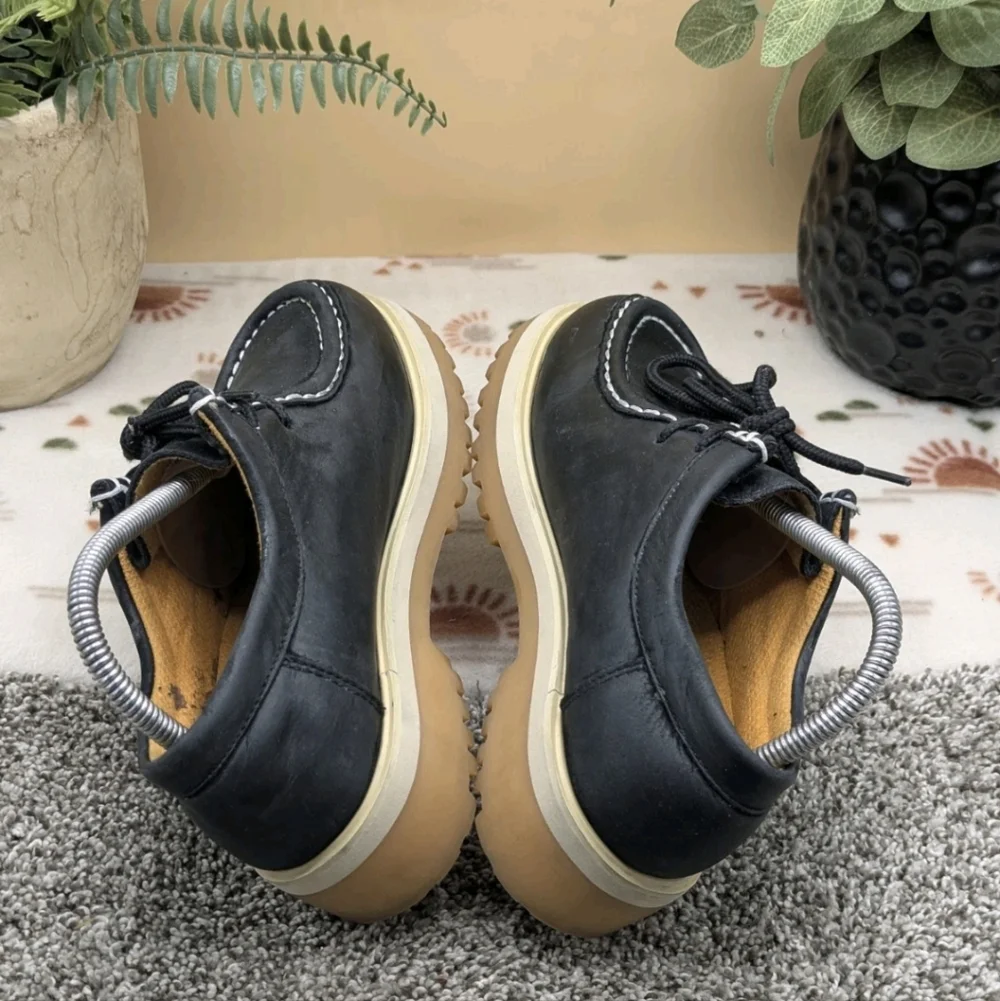 Buffalino Black Leather Work Style Shoes Mens/Youth Size 6. (38) Women's Sz 7.5